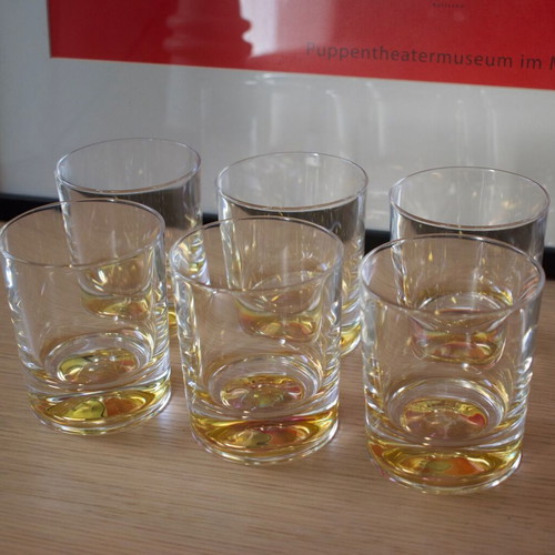 Crystal glasses like new, set of 6 for whiskey, juice, water