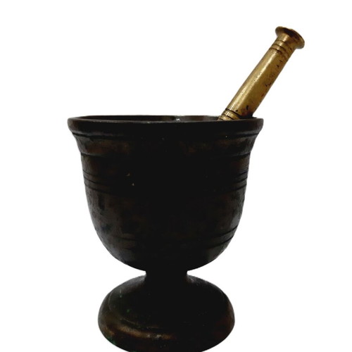 Antique Greek Brass Mortar and Pestle used, vintage kitchen decor