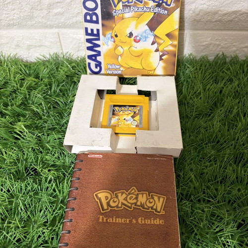 Pokémon Yellow Game Boy cartridge used with box and manual