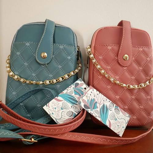 Quilted Mini Crossbody Bags New Set of 2 in Pink and Blue