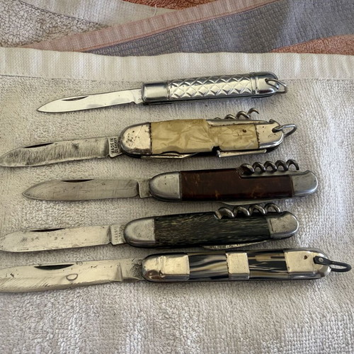 Pocket knives used, set of 5