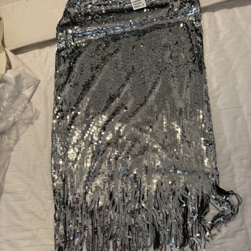 H&M silver skirt with sequins new