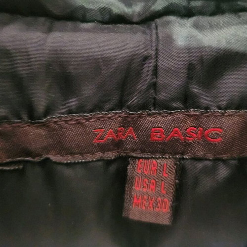 Long women's Zara basic jacket size L like new, black with down filling
