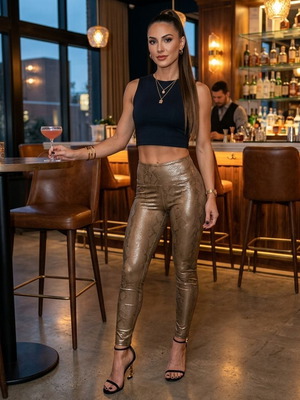 Παντελόνι-κολάν με animal print καινούργιο, μπρονζέ