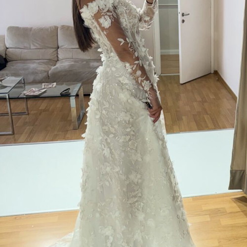 Constantino bridal wedding dress with detachable sleeves and veil