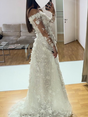 Constantino bridal wedding dress with detachable sleeves and veil