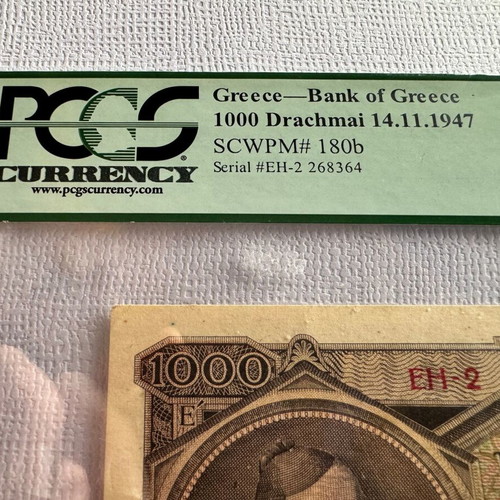 1000 Drachmai 1947 Greece banknote Choice About New 58, Kolokotronis