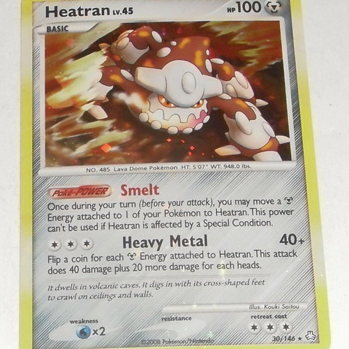 Pokemon Holo Heatran card 30/146 used from Legends Awakened set
