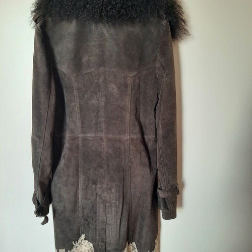 Suede coat Red Valentino like new, dark brown with ecru lace