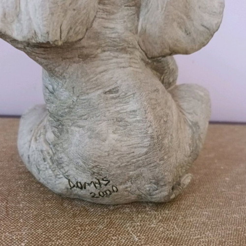 Elephant Sculpture 23 cm height 14 cm width used, signed by sculptor