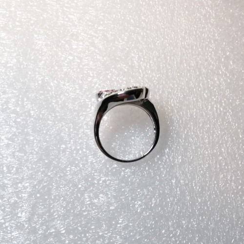 Silver ring 925 with pink and white Swarovski crystals new