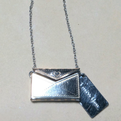Silver Rose Gold Italian Necklace Two-Tone with Envelope Pendant