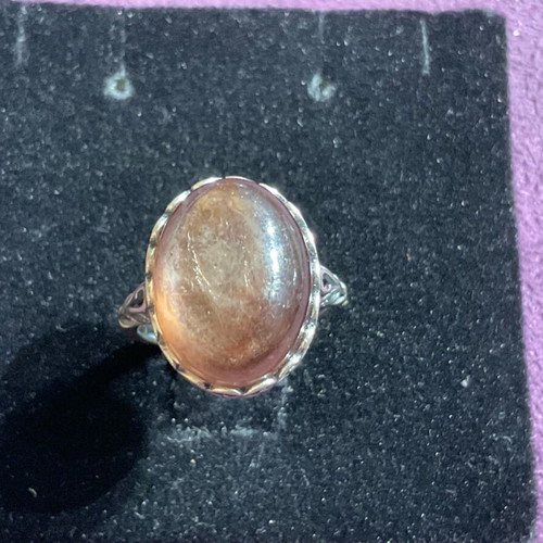 Silver ring one size with authentic Lepidolite stone