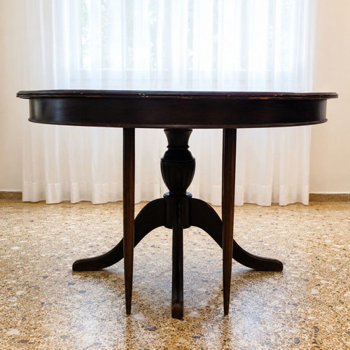 Extendable wooden round dining table 1960s
