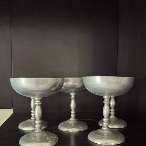Silver-plated champagne cups used, set of 5