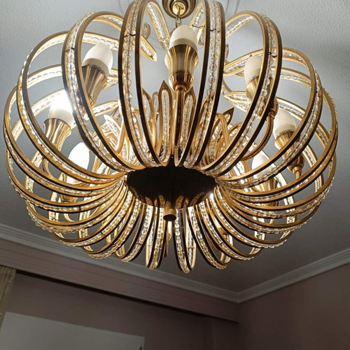 Vintage chandelier gold with crystals used
