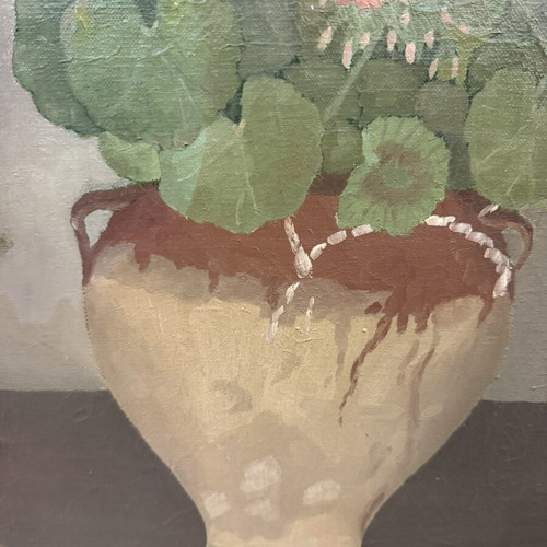 Nikitas Flessas Vase with Freesias Painting used with golden frame