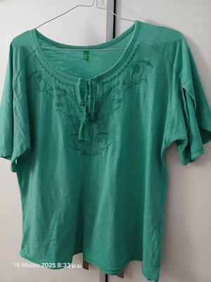 Benetton blouse turquoise like new, size L