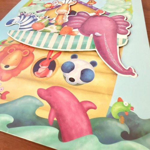 Noah's Ark gift bag with satin ribbon handle