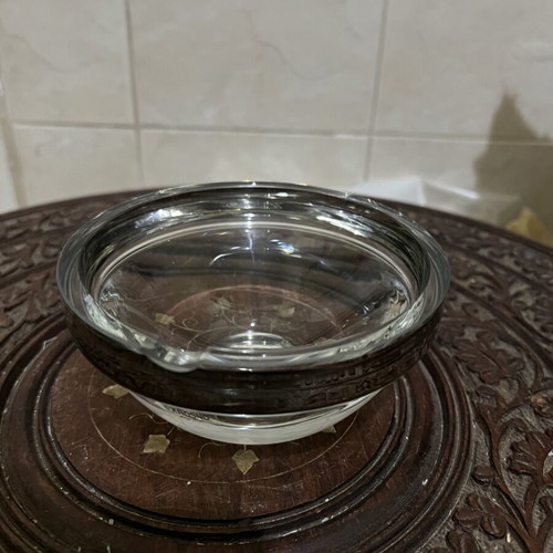 KROSNO POLLAND crystal ashtray like new with silver rim