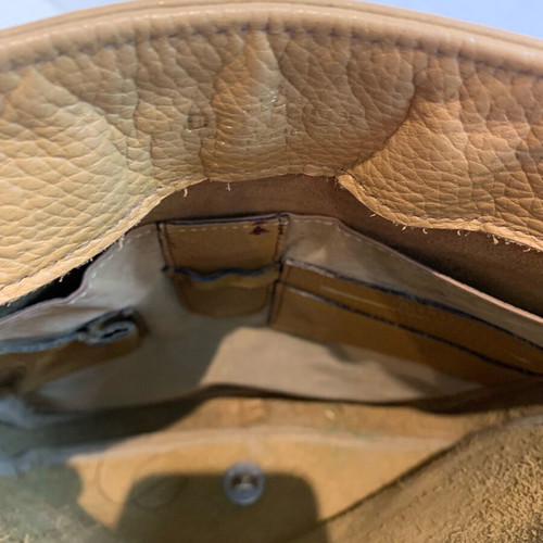 Crossbody bag used large authentic leather light tan