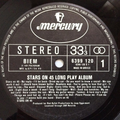 Stars On 45 Long Play Album used vinyl record disco Beatles rock & roll