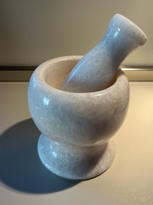 White marble mortar and pestle