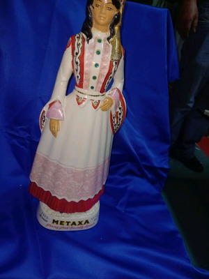 Porcelain collectible Queen Amalia Metaxa used, vintage