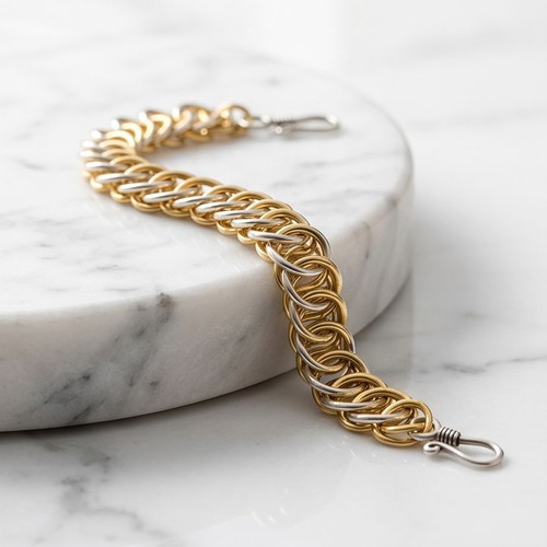 Two Tone Half Persian Bracelet stainless steel 18cm new