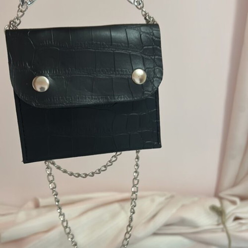 Black bag with silver chains new
