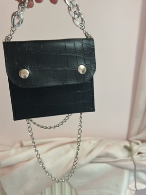 Black bag with silver chains new