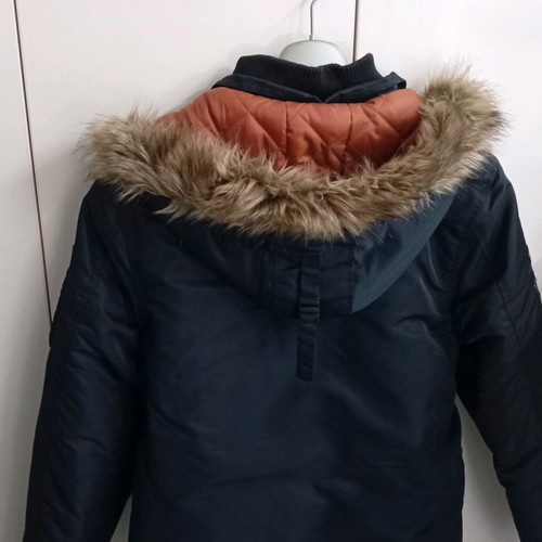 Double men's parka jacket black like new, size S