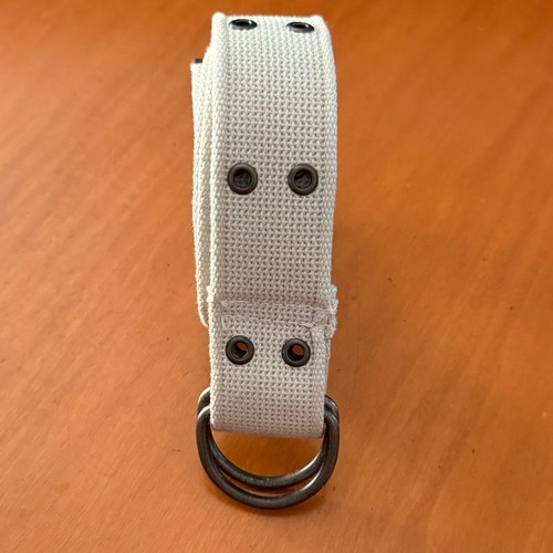 Men's white military-style belt like new, canvas with double metal buckle