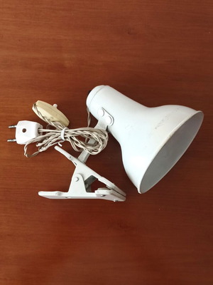 Retro vintage desk lamp with clip used, white