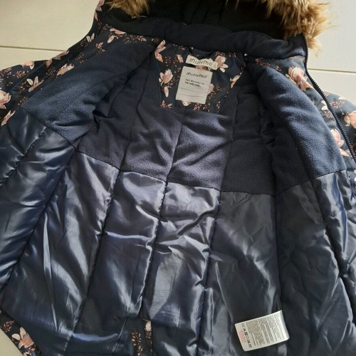 Minymo parka for girl size 128, like new, floral design