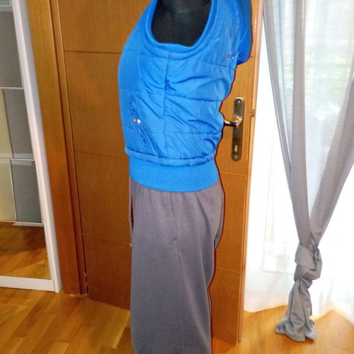 BodyTalk sleeveless women's jacket used, blue, with hood