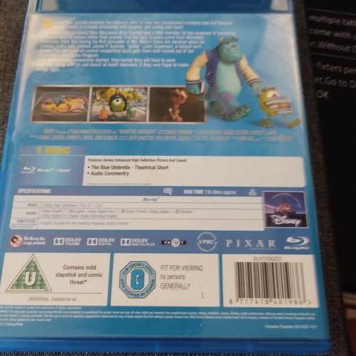 Monsters University Disney Blu-ray like new