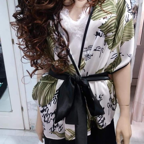 Satin kimono tunic new with belt and fringe sizes 2,3,4