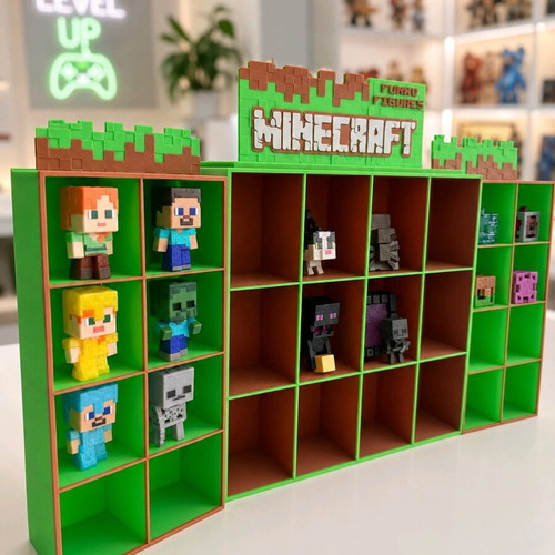 Minecraft Kinder Joy & Funko Pop Display Shelf like new