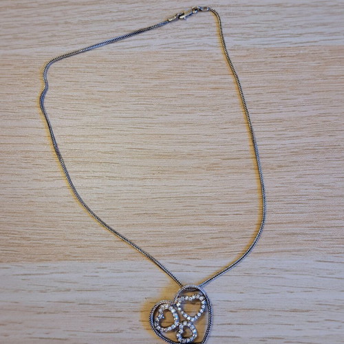 Silver 925 necklace heart design with smaller hearts and zircon, new