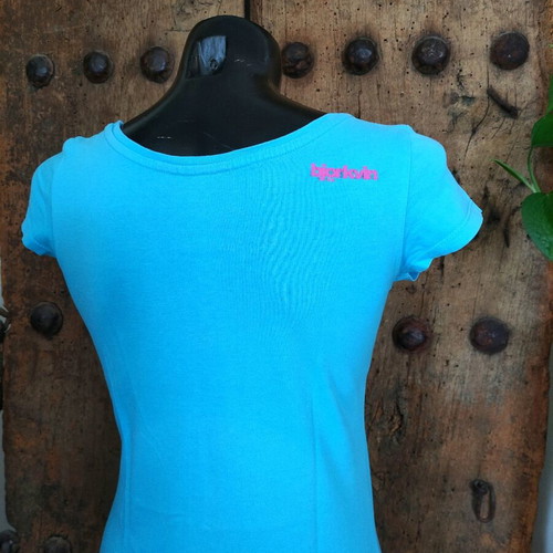 Y2K Bjorkvin graphic tee used, baby blue with retro van print