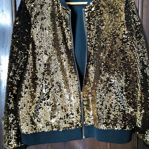 M&S jacket with sequins like new, black and gold