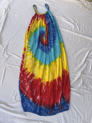 Cotton tie-dye maxi dress, colourful, free size 8–16