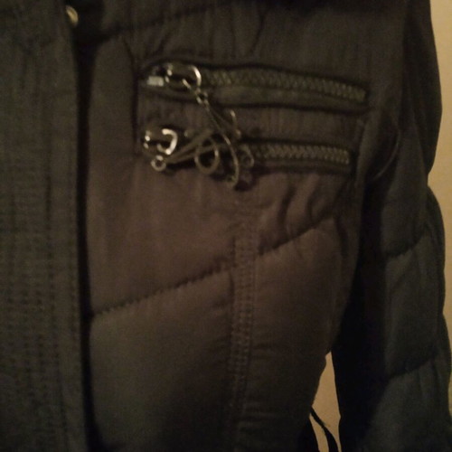 Black jacket with hood used, size S