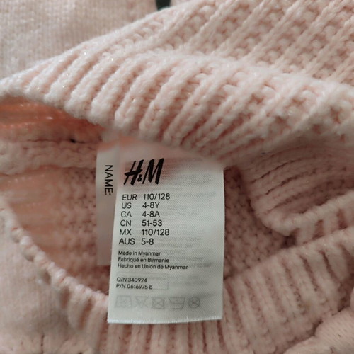 H&M knitted hat and gloves set with bow 4-6 years like new pink