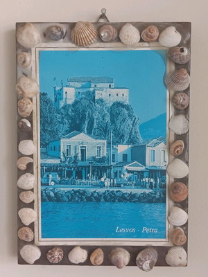 Picture frame with seashells used