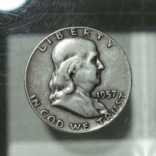 Silver ½ Dollar 1957 Franklin Half Dollar used