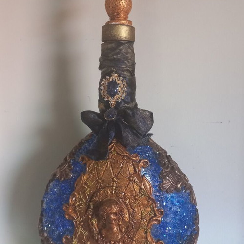 Decorative bottle handmade with decoupage techniques 30×14 cm