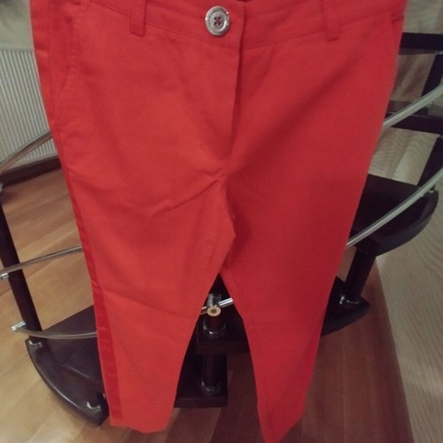 Iso women's red pants like new with satin trim