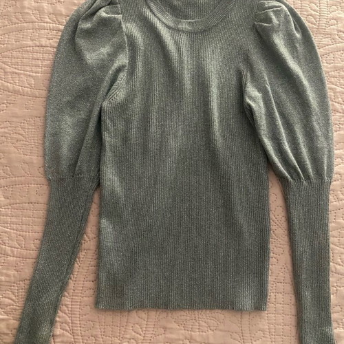 Lurex blouse silver with puffed sleeves size S new